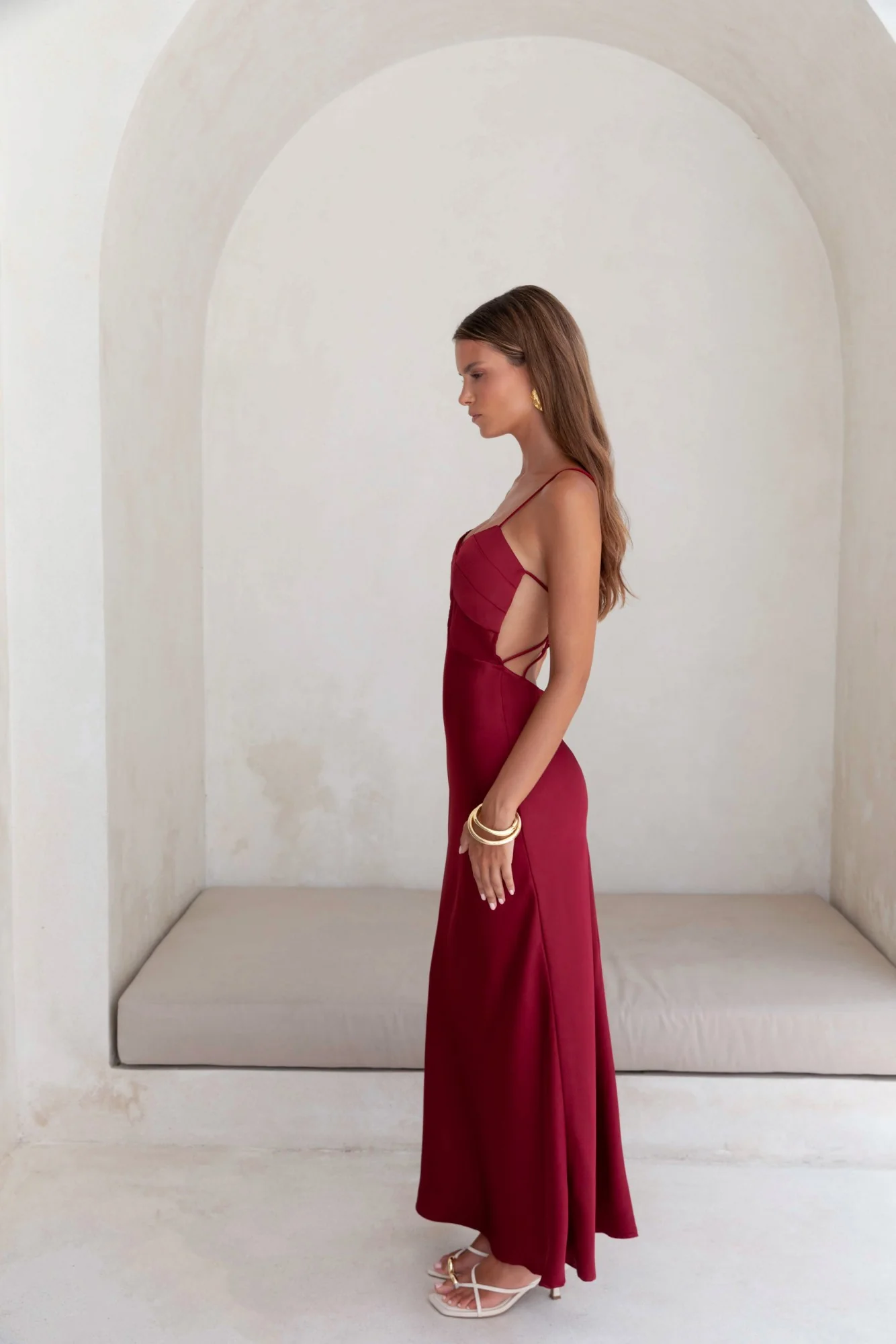 World Is Yours Satin Maxi Dress Burgundy - Image 8