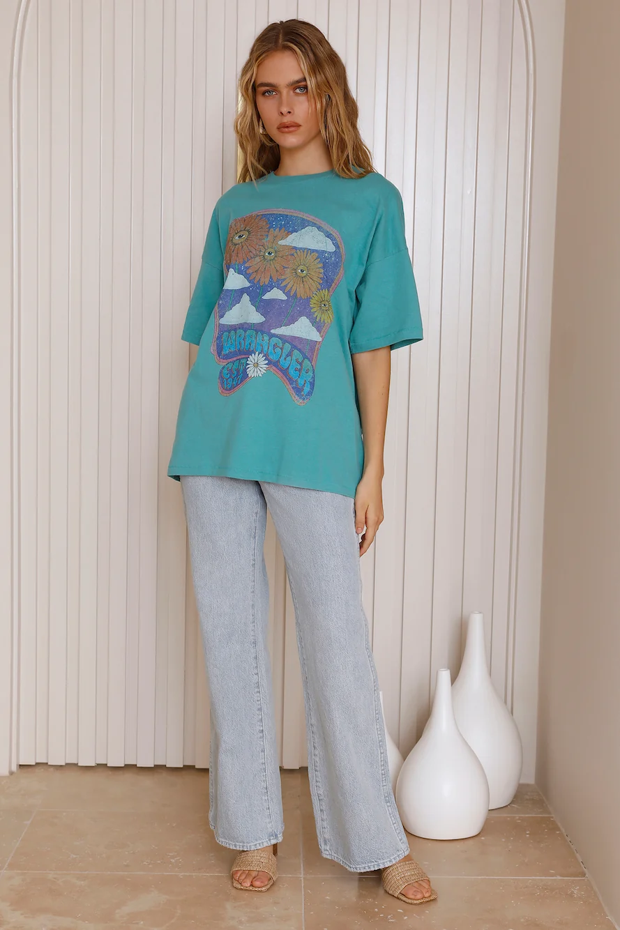 WRANGLER Boxy Slouch Tee Field Of Eyes Blue - Image 2