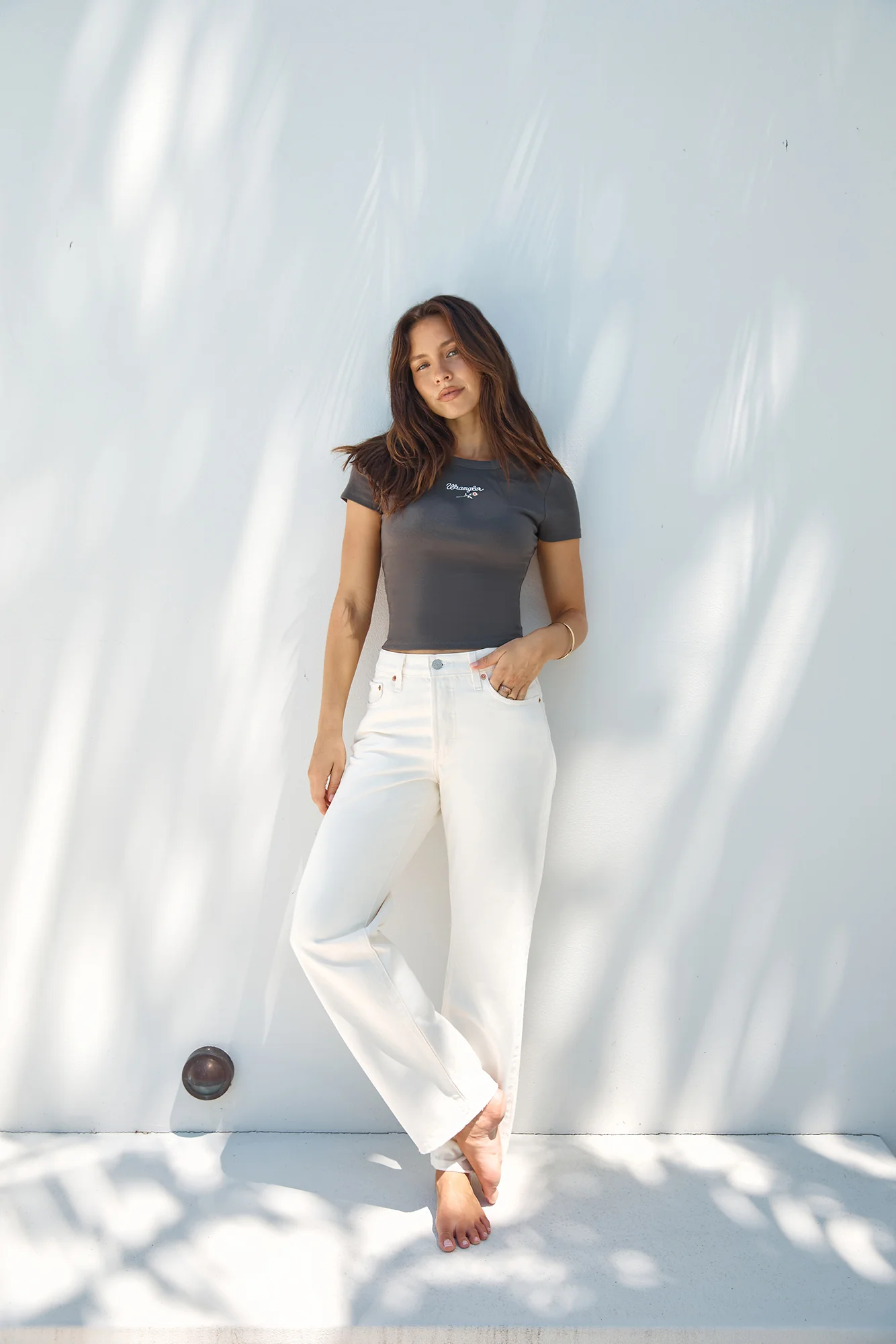 WRANGLER Rose Staple Rib Tee Slate - Image 3