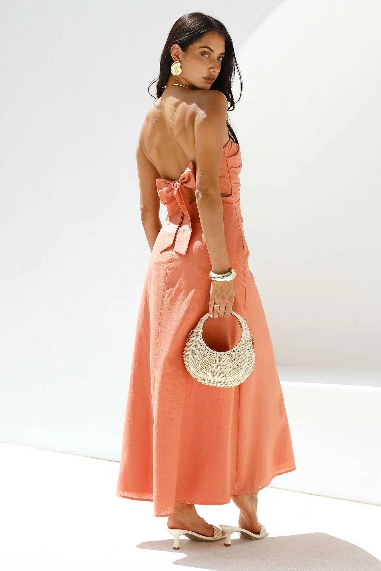 Yasmin Strapless Maxi Dress Coral - Image 2